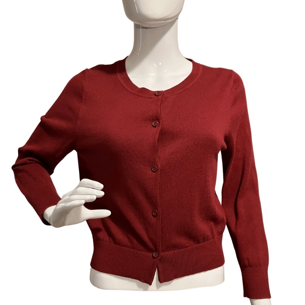 (009) Ann Taylor Loft Sweater/Cardigan Burgundy/Maroon